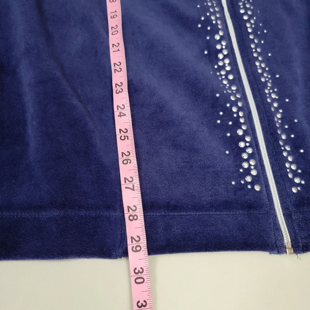 Catherine's Jacket Blue Size 1X Full Zip Velvet Long Sleeve Plus Size Pockets‎